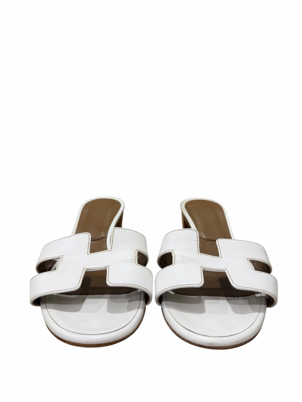 Hermès Oasis Sandals White Leather Slide Heels Women’s EU 39 - Picture 4 of 11